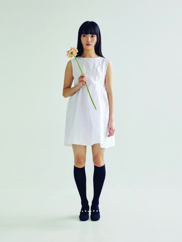 JACQUARD MINI DRESS - WHITE - bomnal boutique - Modalova