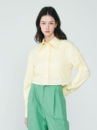 Big collar crop long sleeve shirt (yellow) - depasion - Modalova