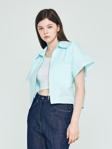 Cropped oversized-fit zipper collar short-sleeved - depasion - Modalova