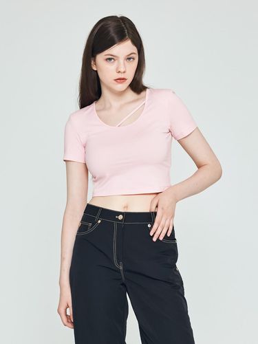 Silket Cropped Short-sleeved T-shirt (Baby Pink) - depasion - Modalova