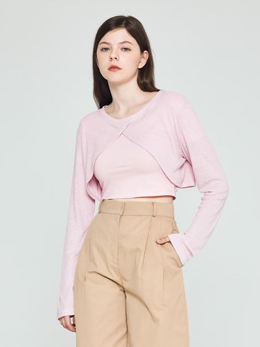 See-through Cropped Long-Sleeved T-shirt (pink) - depasion - Modalova