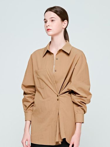 Loose Fit Layered Long-Sleeved Shirt (Brown) - depasion - Modalova