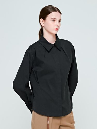 Pintuck collar long-sleeved shirt (black) - depasion - Modalova