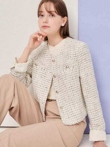 Collar Decorated Cropped Tweed Jacket GN9A0JKJ8 - JJ JIGOTT - Modalova