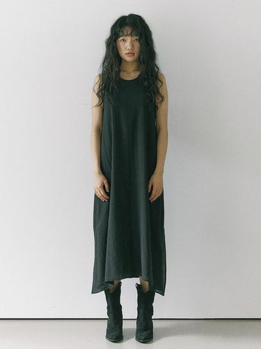 Layered linen long dress / Black - HOKUSPOKUS - Modalova