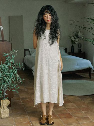 Layered linen long dress / LBeige - HOKUSPOKUS - Modalova