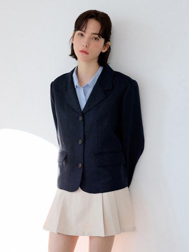 Basic Linen Jacket (Short) - Navy - sisterhood - Modalova