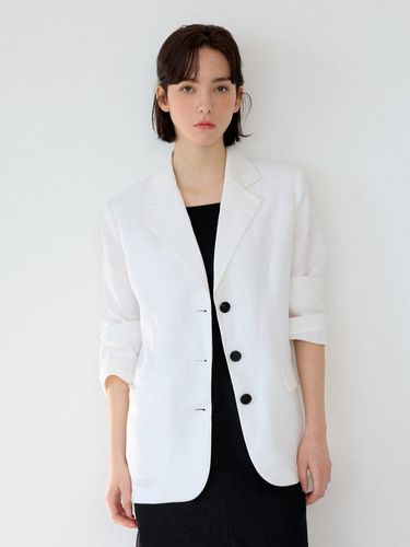 Basic linen jacket (long) - white - sisterhood - Modalova