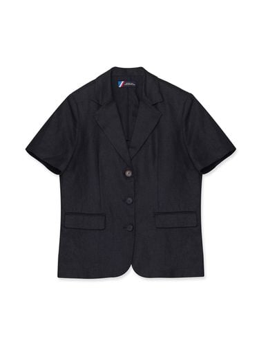 Basic linen short-sleeved jacket - black - sisterhood - Modalova