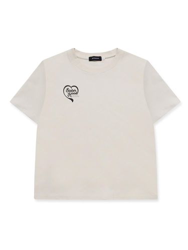 Heart Basic T-shirt - Beige - sisterhood - Modalova