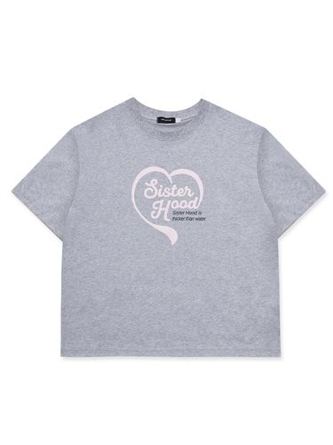 Heart Oversized Fit T-Shirt - Gray - sisterhood - Modalova