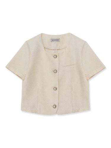 Square neck tweed short-sleeved jacket - beige - sisterhood - Modalova