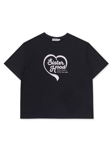 Heart Oversized Fit T-Shirt - Black - sisterhood - Modalova