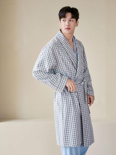 Men's Classic Checkered Cotton Robe Pajamas - LUNALUZ STUDIO - Modalova