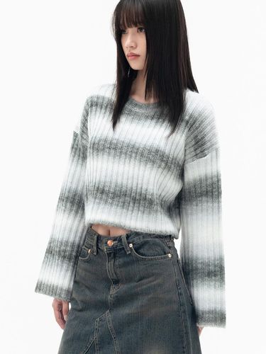 Blur Stripe Cropped Knitwear_Gray - HIGHSCHOOLDISCO - Modalova