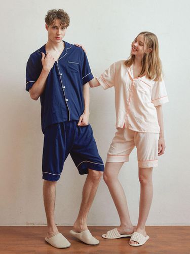 Couple Harmony Sandwashed Short Sleeve Pajamas Set - LUNALUZ STUDIO - Modalova