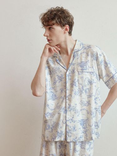 Men's Victoria Linen Blended Short-Sleeved Collar - LUNALUZ STUDIO - Modalova