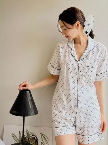 Rayon dot short-sleeved collar pajamas - LUNALUZ STUDIO - Modalova