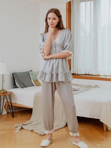 Glory V-neck Three-quarter sleeve Two-piece Pajama - LUNALUZ STUDIO - Modalova