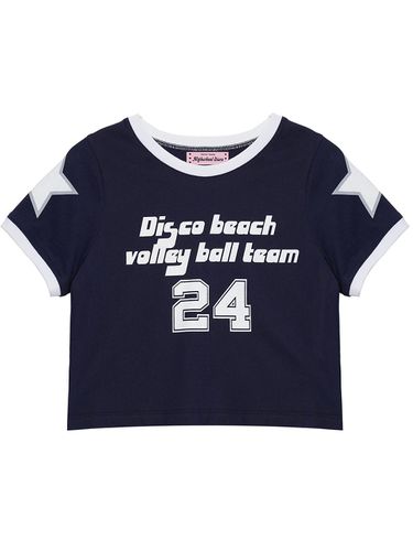 Disco Beach Volleyball Team Cropped T-Shirt_Navy - HIGHSCHOOLDISCO - Modalova