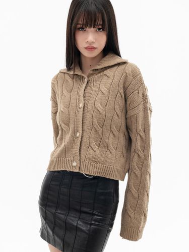 Turtleneck Cropped Knitwear Cardigan_Beige - HIGHSCHOOLDISCO - Modalova