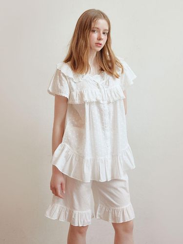 Simona Cotton Embroidery Short-Sleeved Pajamas - LUNALUZ STUDIO - Modalova