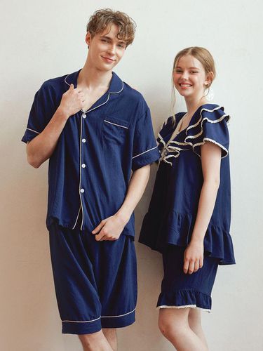 Couple Harmony Sandwashing Two-piece Pajamas Set - LUNALUZ STUDIO - Modalova