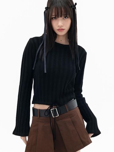 Ribbon String Cropped Knitwear_Black - HIGHSCHOOLDISCO - Modalova