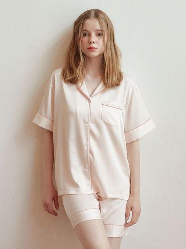 Color satin collar short-sleeved pajamas - LUNALUZ STUDIO - Modalova