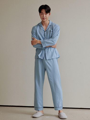 Men's Fioni Sandwashed Long-Sleeved Collar Pajamas - LUNALUZ STUDIO - Modalova