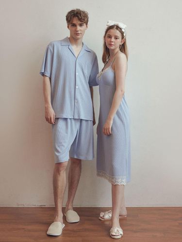 Couple Angue Ribbed Spandex Pajamas Sets - LUNALUZ STUDIO - Modalova