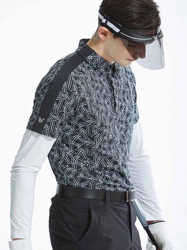 Modern line VOVO print Collar T-shirt_NM02STS027BK - NEVERMINDALL - Modalova