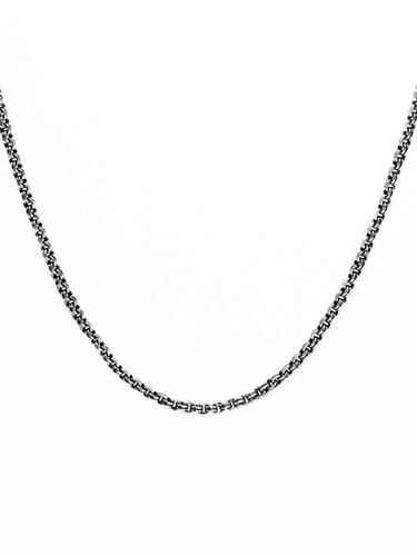 HR 361N_Silver Double Ring Chain Necklace - HARANG - Modalova