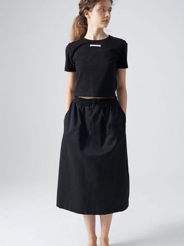 Linen midi skirt_Black - studio paul&company - Modalova