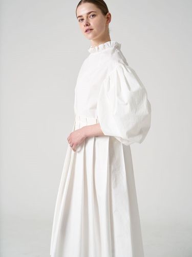 Poplin puffy sleeves white dress - studio paul&company - Modalova