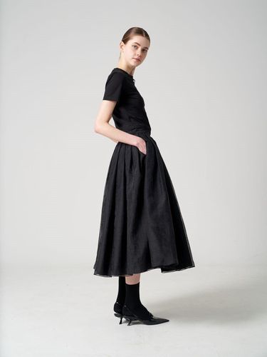 Embroidered organza full pleated midi-skirt - studio paul&company - Modalova