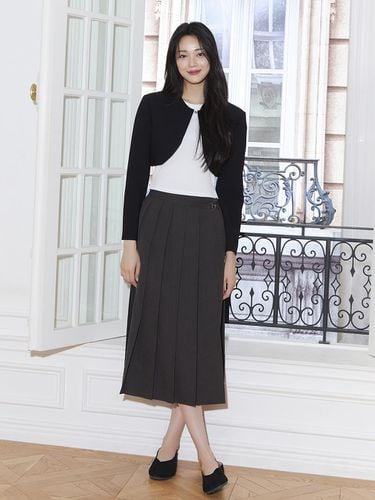 Belted Pleats Long Skirt (2 COLOR) - itMICHAA - Modalova