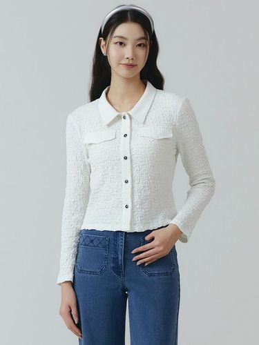 Slim Fit Embossed Collar Blouse - itMICHAA - Modalova