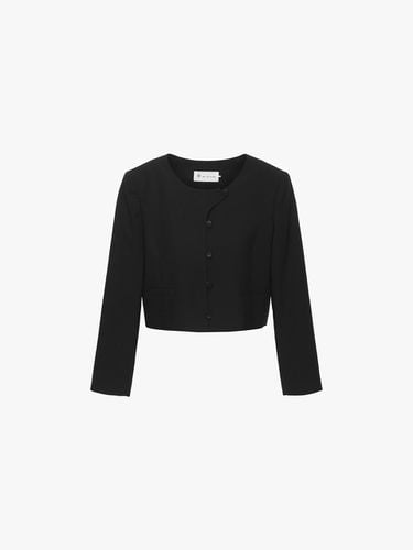 Round Neck Crop Jacket (2 COLOR) - itMICHAA - Modalova