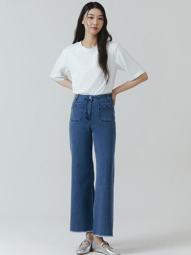 Embroidered Pocket Denim Pants - itMICHAA - Modalova