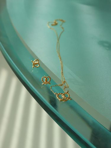 K Gold-Filled Antique Heart Necklace & Earrings - modernlike - Modalova