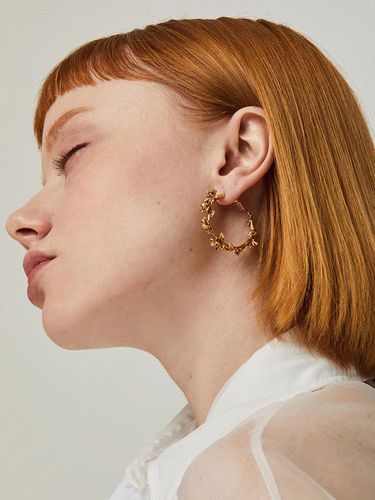 Garden Medium Hoop Earrings Gold - FEVERISH - Modalova