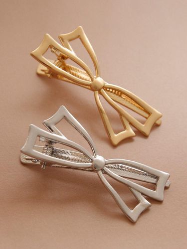 Double Ribbon Metal Hair Clip H01187 - J.Lauren - Modalova