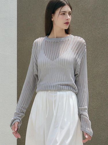 Linen sheared loose fit knitwear [2 COLORS] - DRAWFIT WOMEN - Modalova