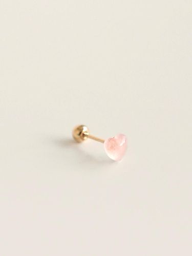 K gold pink quartz crystal heart piercing - modernlike - Modalova