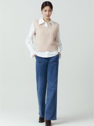 Embroidery Point Denim Pants (BLUE) - itMICHAA - Modalova