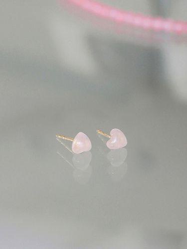 K gold pink quartz crystal heart earrings - modernlike - Modalova