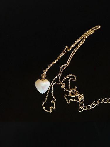 K Goldfield Silver White Pearl Heart Necklace - modernlike - Modalova