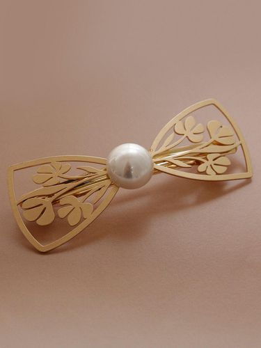 Metal Ribbon Pearl Auto Hair Pin H01188 - J.Lauren - Modalova