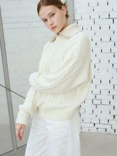 Mohair cable pullover knitwear [3 COLORS] - DRAWFIT WOMEN - Modalova